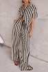 'Bronte' Striped Half Sleeve Top and Pants Set - Celes Fashion